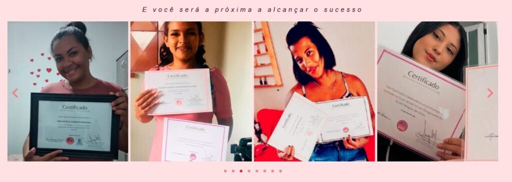 Avaliações de alunas do curso Escola Designer de Unhas mostrando comentários positivos, experiências reais e feedbacks sobre aprendizado, didática e resultados no curso online.