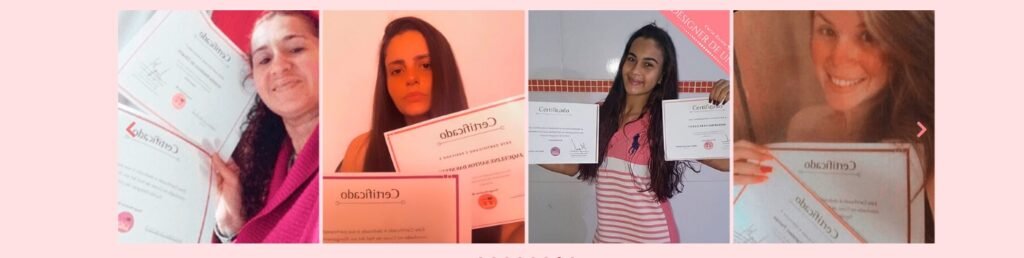 Avaliações de alunas do curso Escola Designer de Unhas mostrando comentários positivos, experiências reais e feedbacks sobre aprendizado, didática e resultados no curso online.